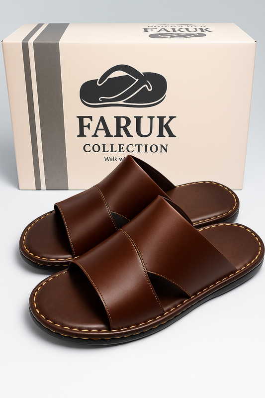 Pure Leather Handmade Slipper for Men LS 55 Brown