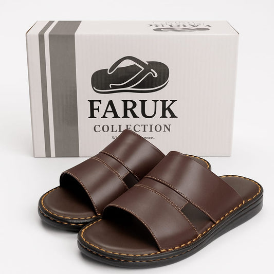 Pure Leather Handmade Slipper for Men LS 77 Brown