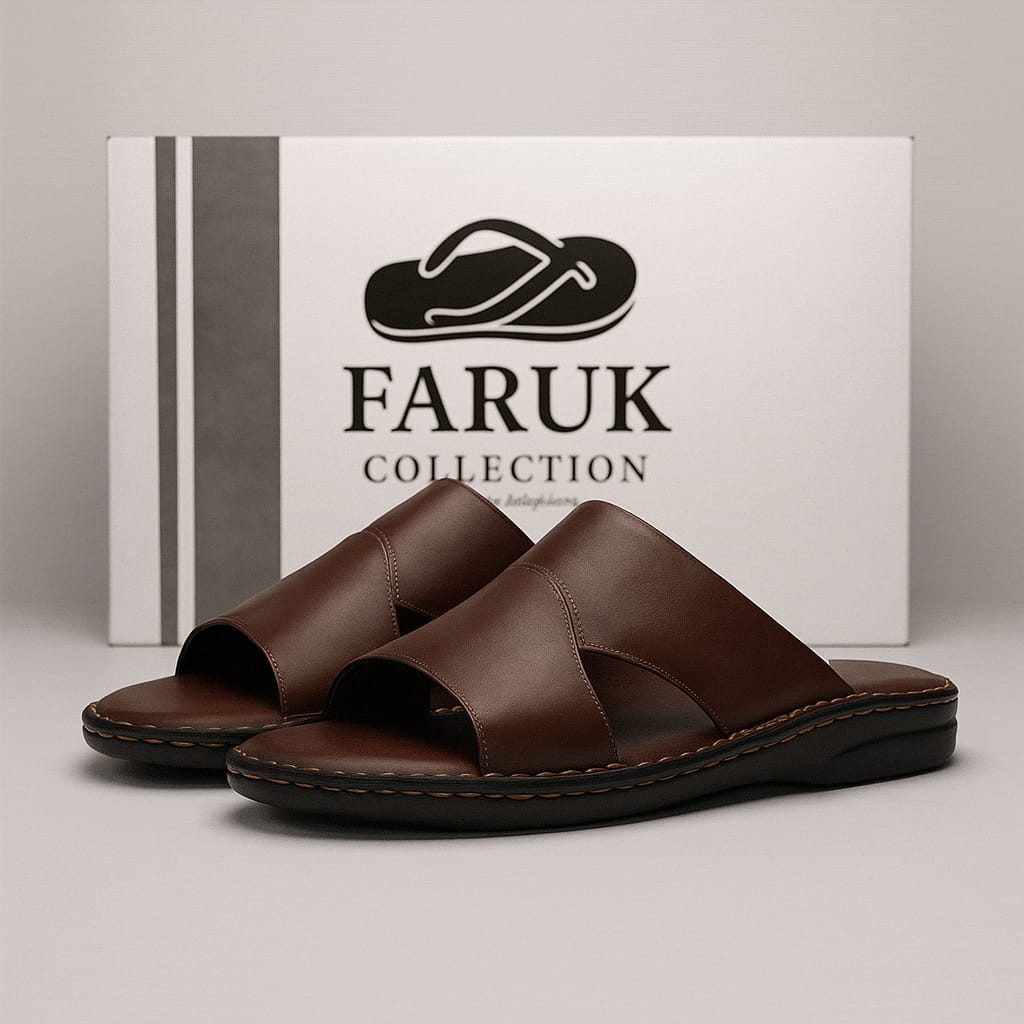 Pure Leather Handmade Slipper for Men LS 55 Brown