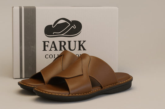 Dark Brown Pure Leather Handmade Slipper for Men LS 66