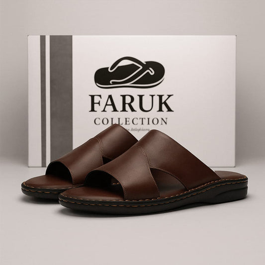 Pure Leather Handmade Slipper for Men LS 55 Brown