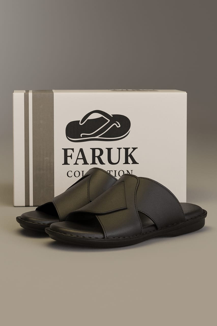 Pure Leather Handmade Slipper for Men LS 66 Black