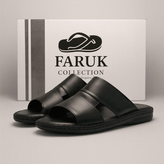 Pure Leather Handmade Slipper for Men LS 77 Black