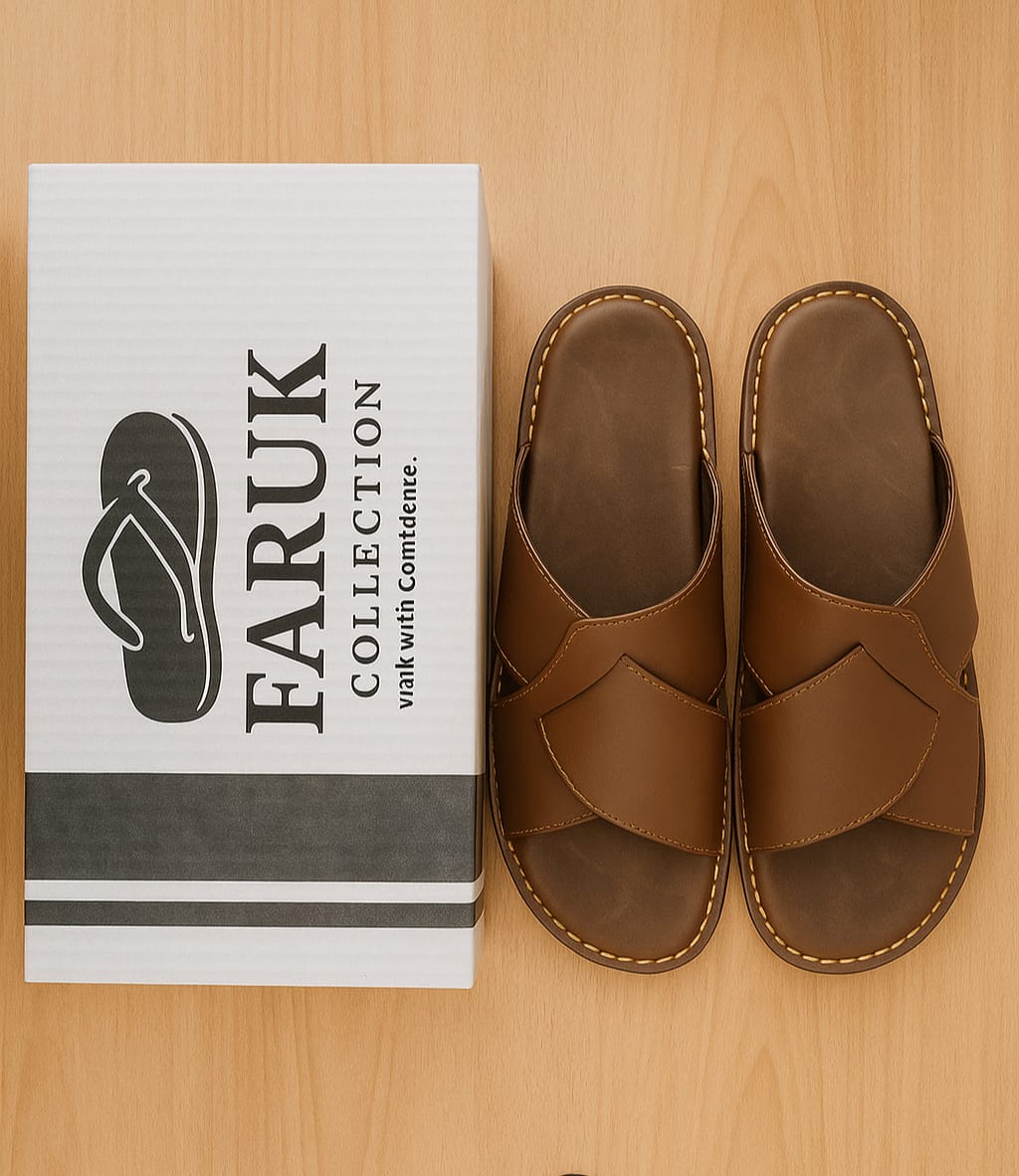 Dark Brown Pure Leather Handmade Slipper for Men LS 66